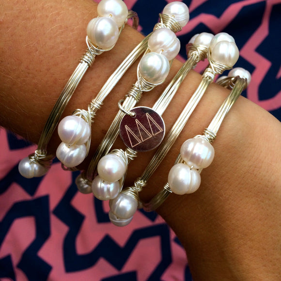 Pretty in Pearls Greek Life Sorority Girl Bangle Bracelet